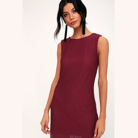 Lulu's Net-Worth It Burgundy Sleeveless Mesh Midi Dress XS - Picture 4 of 9